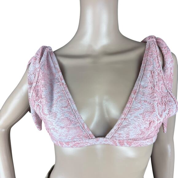 Tularosa Maryjane Rosy Python Pink Tie Shoulder Unpadded Bikini Top Swimwear XL - Picture 2 of 7